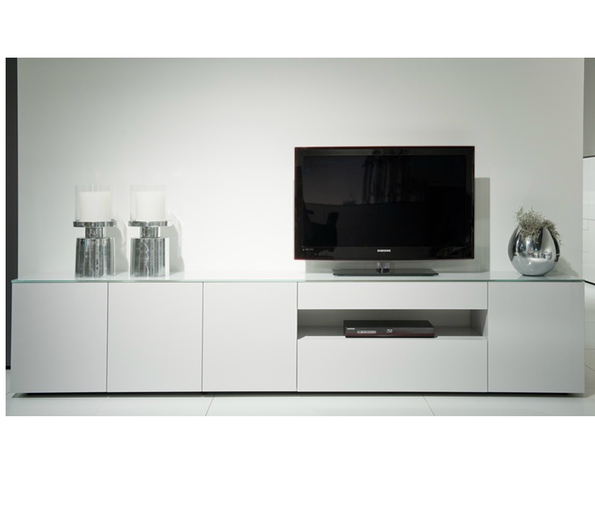 Karat modern tv dressoir wit glas | Design tv meubel | Hoogebeen